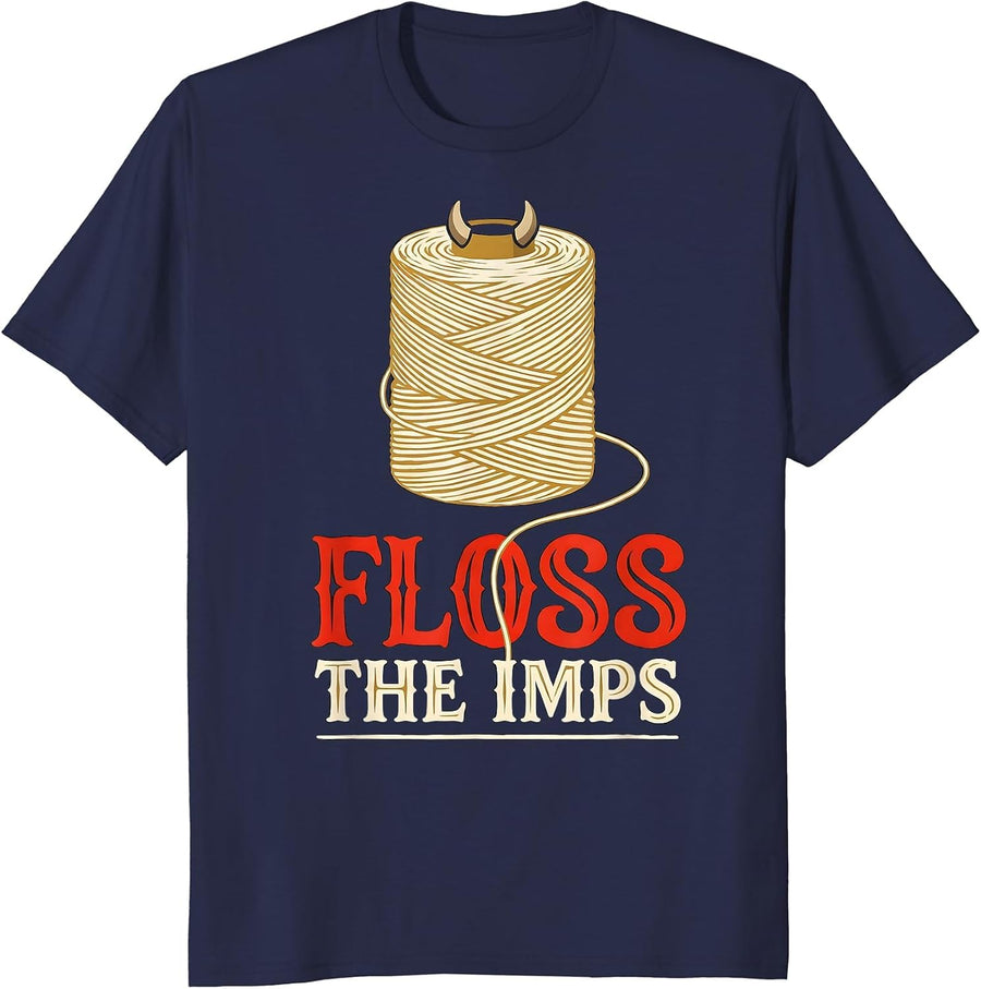 Floss the Imps Funny Dental Hygienist Halloween Costume T-Shirt - Navy Blue