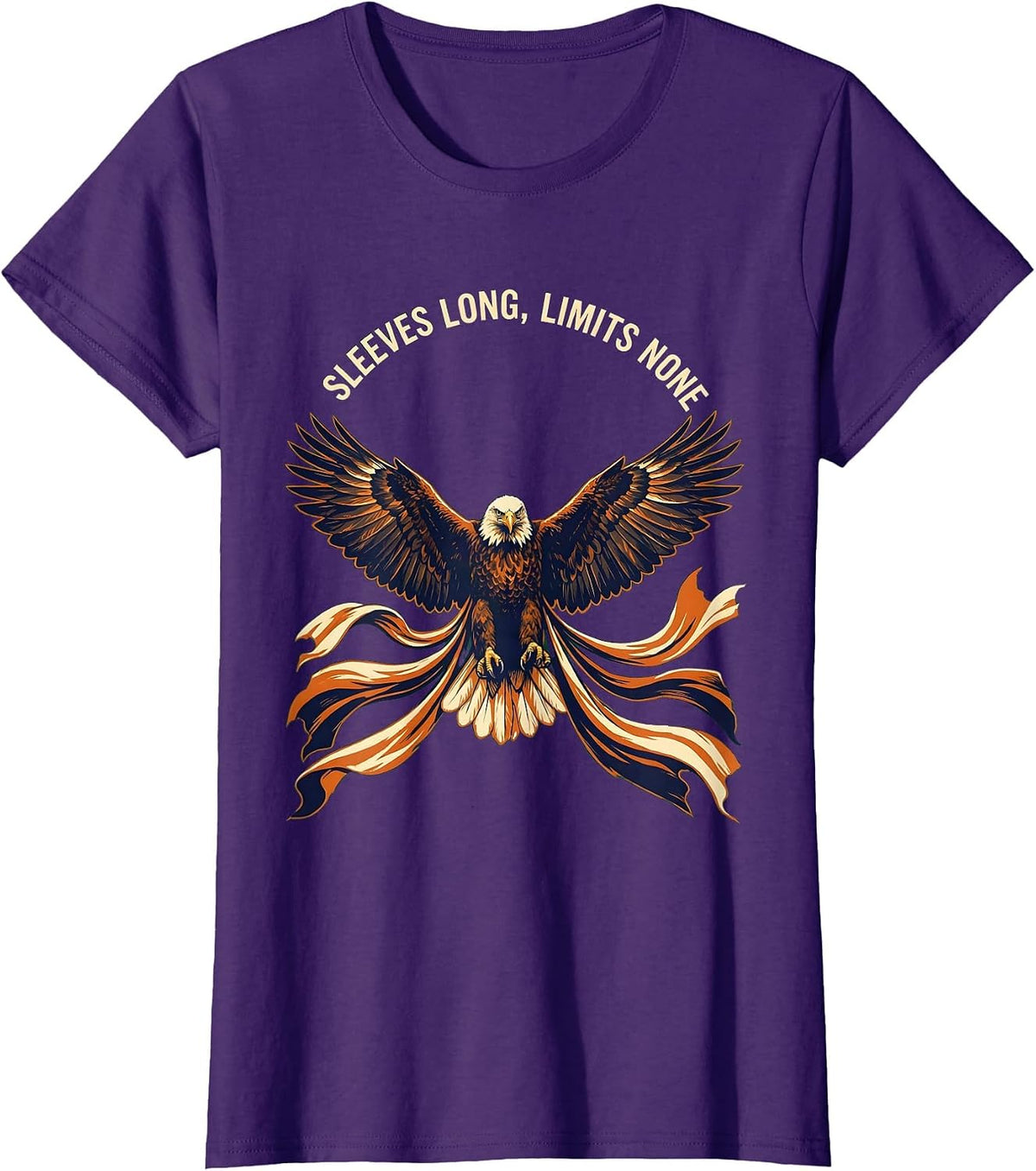 Women's Sleeves Long Limits None Freedom Graphic Design T-Shirt - Purple