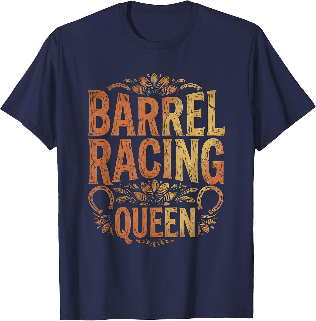 Barrel Racing Queen Cowgirl Rodeo Design T-Shirt - Navy Blue