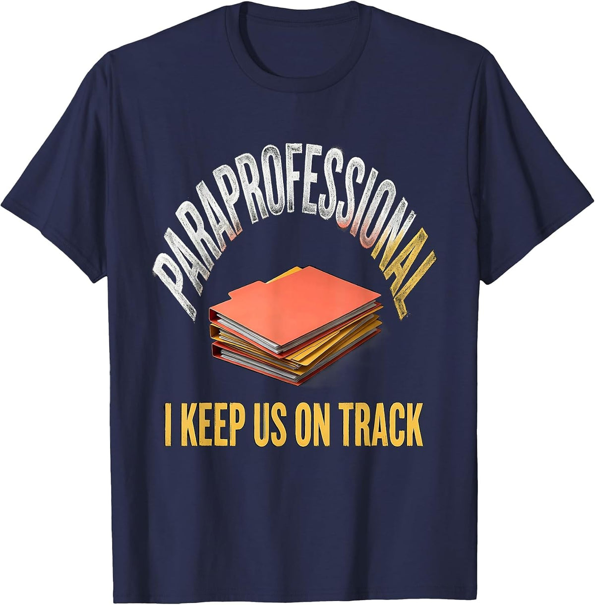 Men's Paraprofessional I Keep Us On Track Bold School Staff T-Shirt - Navy Blue