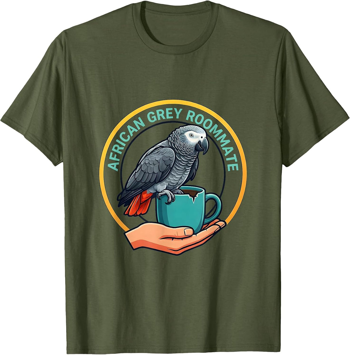 African Grey Roommate Funny Parrot Lover Bird Owner Gift T-Shirt - Olive Green