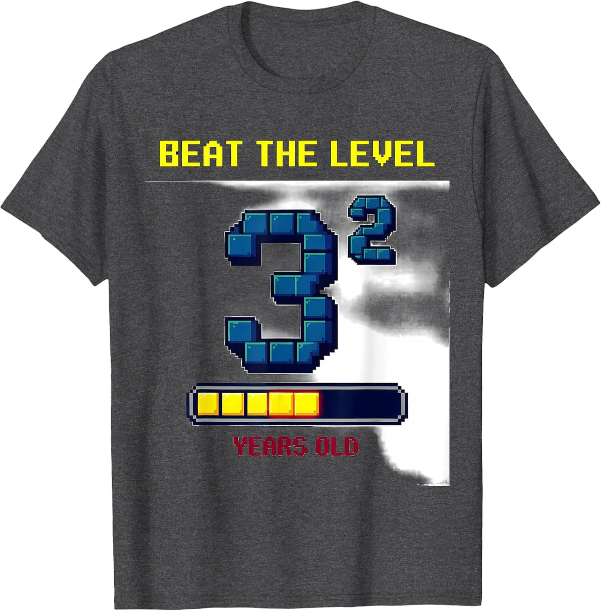 Men's Beat The Level: 3² Years Old Math Joke Birthday Gift T-Shirt - Dark Heather Grey