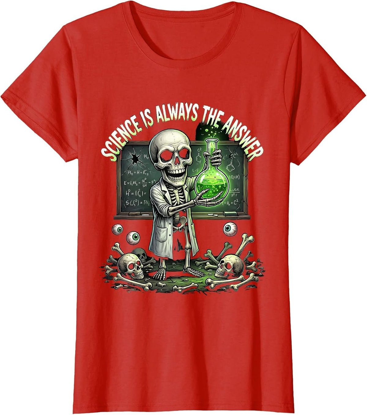 Science Is Always The Answer Teacher Design T-Shirt - Red
