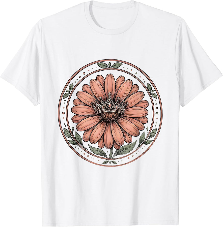 Men's Gigi Tiara and Daisy Floral Crown Illustration T-Shirt - White