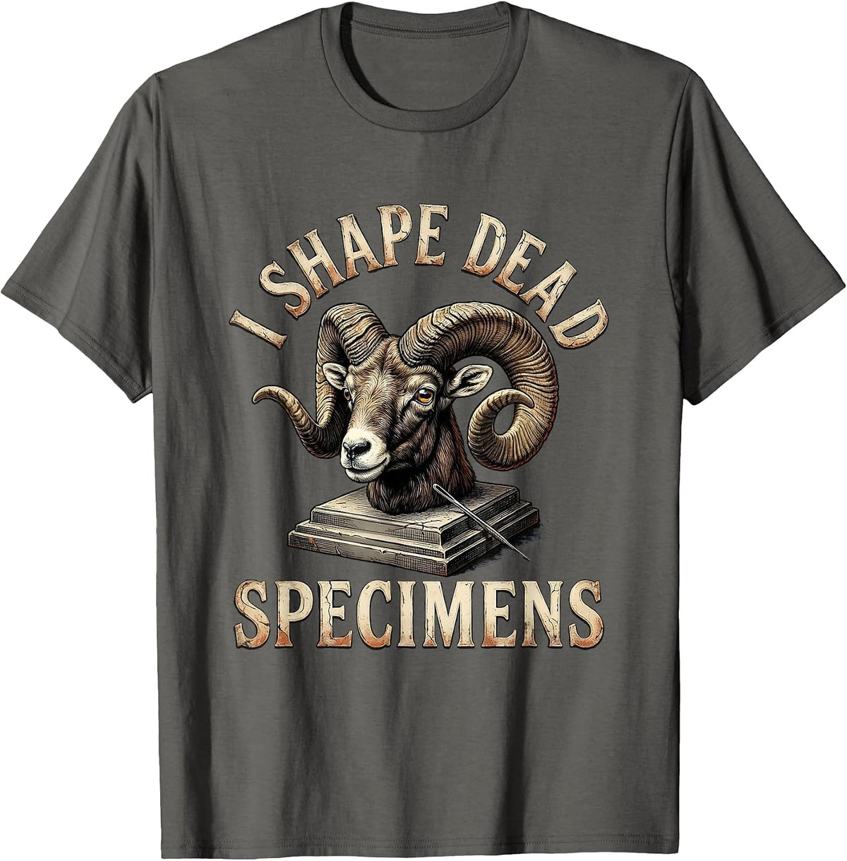 Men's I Shape Dead Specimens Distressed Taxidermist Gift Humor T-Shirt - Asphalt Grey