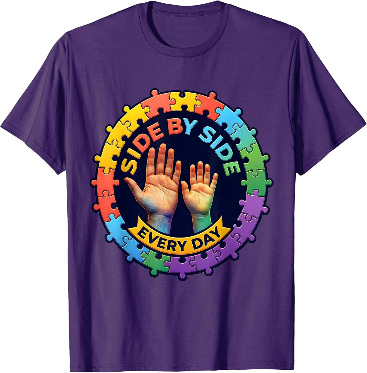Side by Side Every Day Paraprofessional Design T-Shirt - Purple