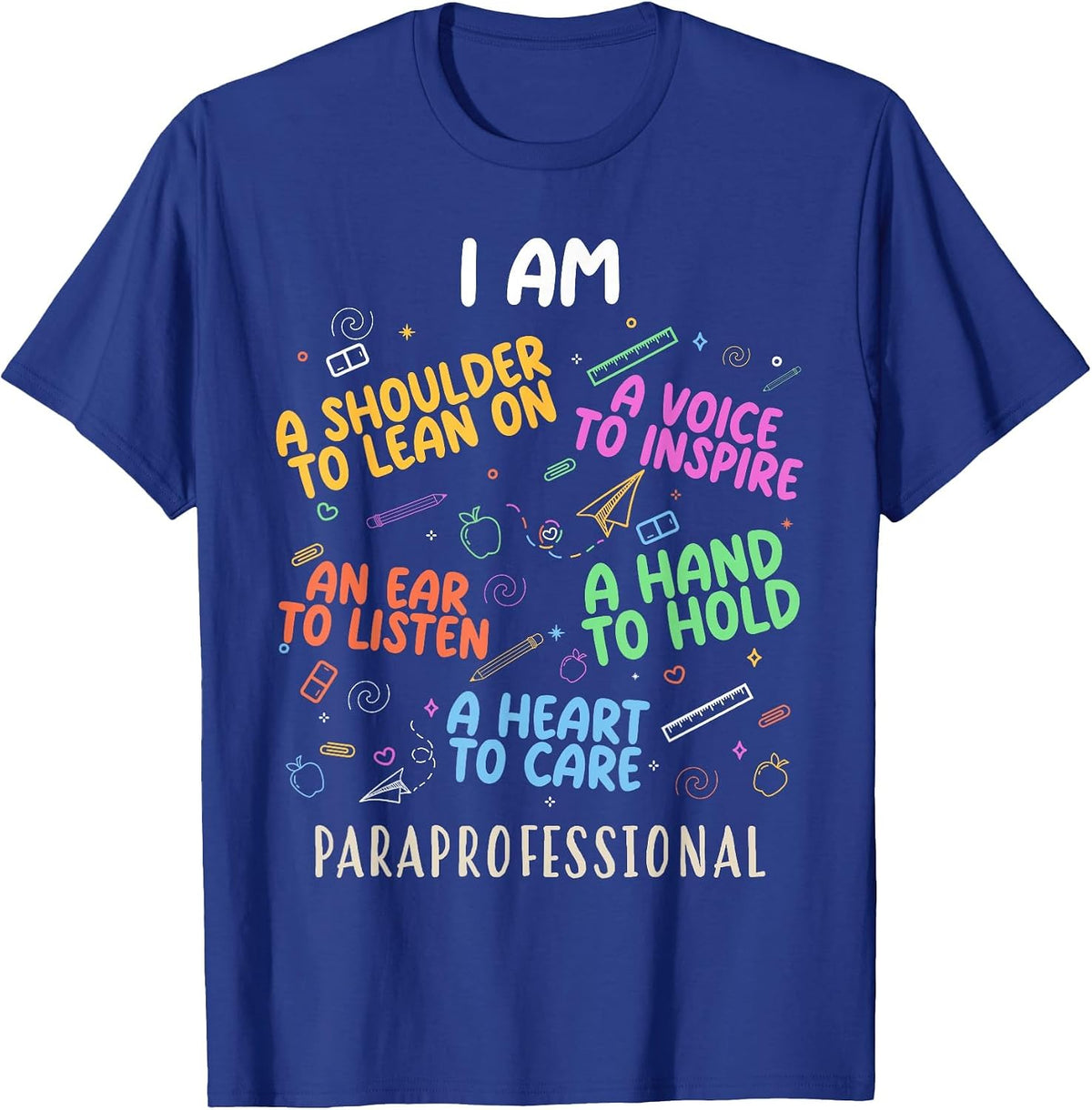 Funny Paraeducator Heart to Care Paraprofessional Teachers T-Shirt - Royal Blue