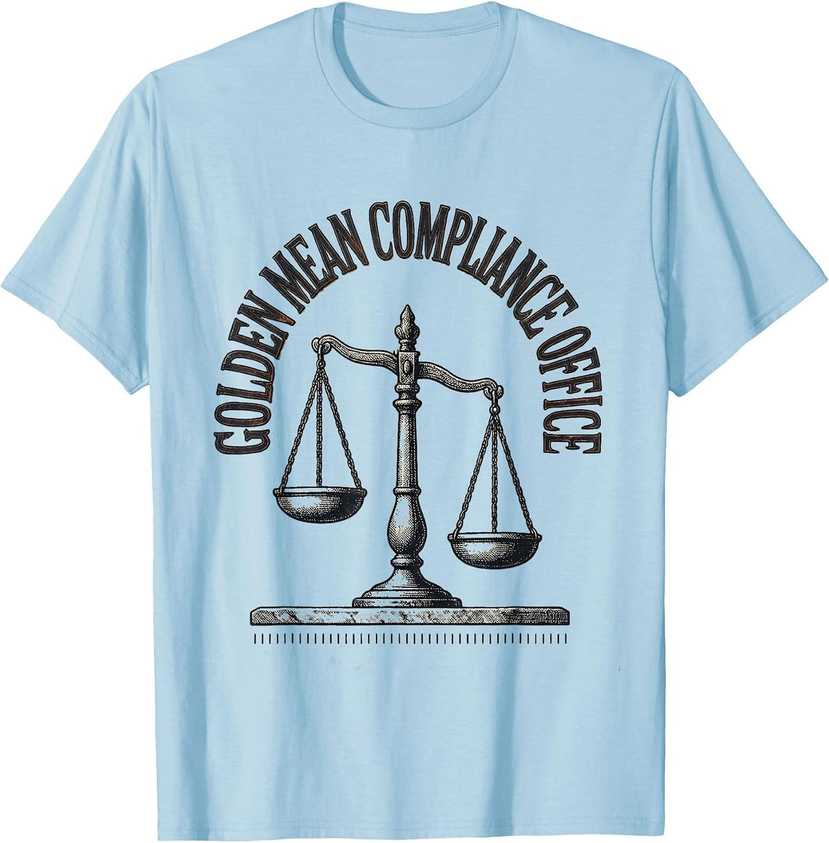 Men's Golden Mean Compliance Office Vintage Funny Philosopher T-Shirt - Baby Blue