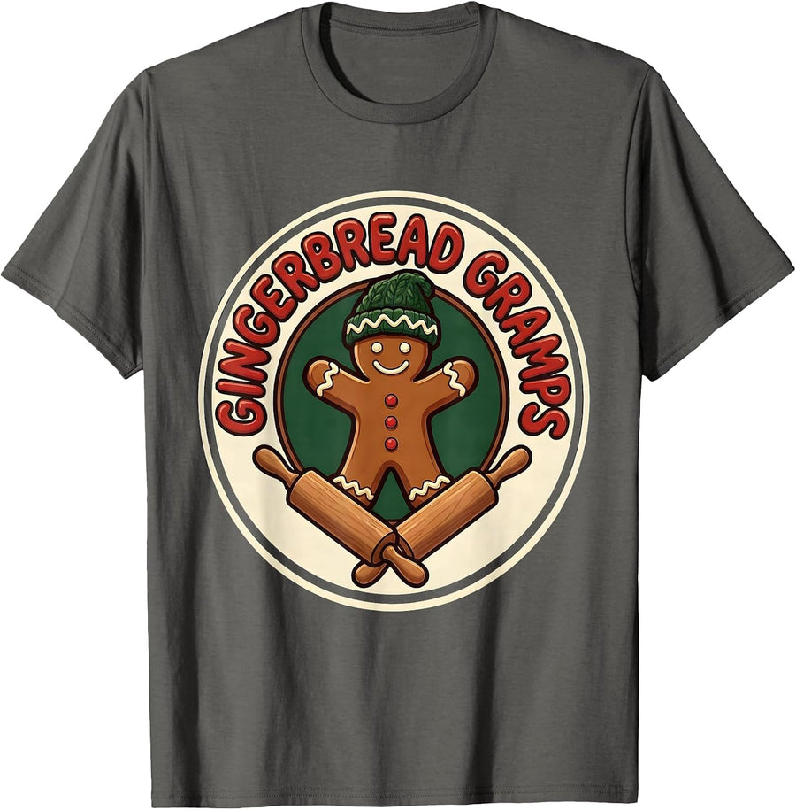 Gingerbread Gramps Funny Grandpa Family Matching Christmas T-Shirt - Asphalt Grey