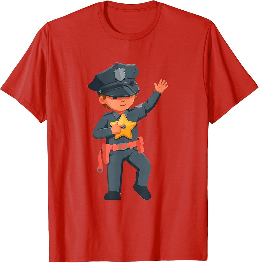 Men's Police Officer Badge Toddler Kids Play Costume Humor T-Shirt - Red