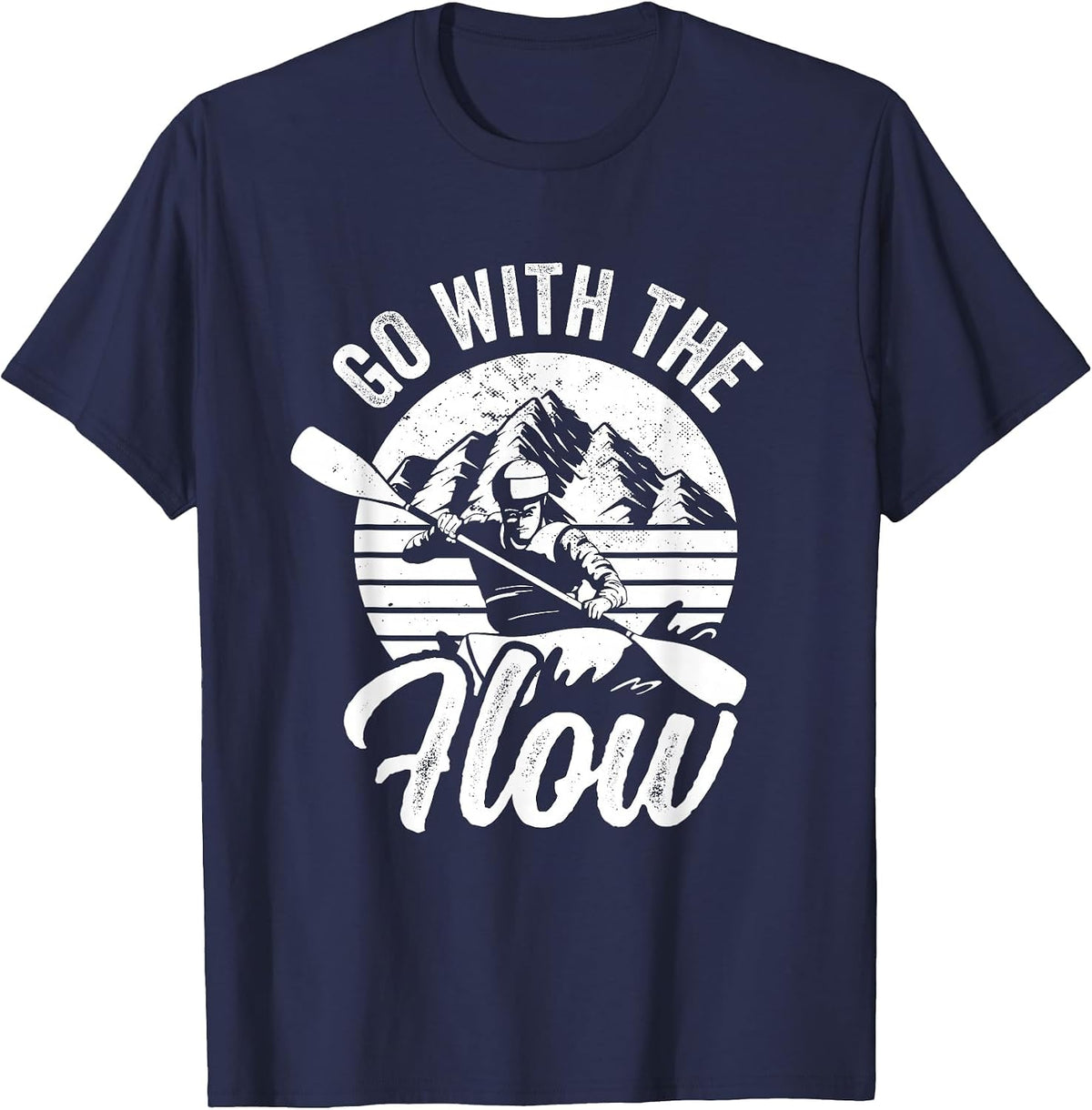 Go with The Flows Kayaking Paddling Kayak Funny Kayaker T-Shirt - Navy Blue