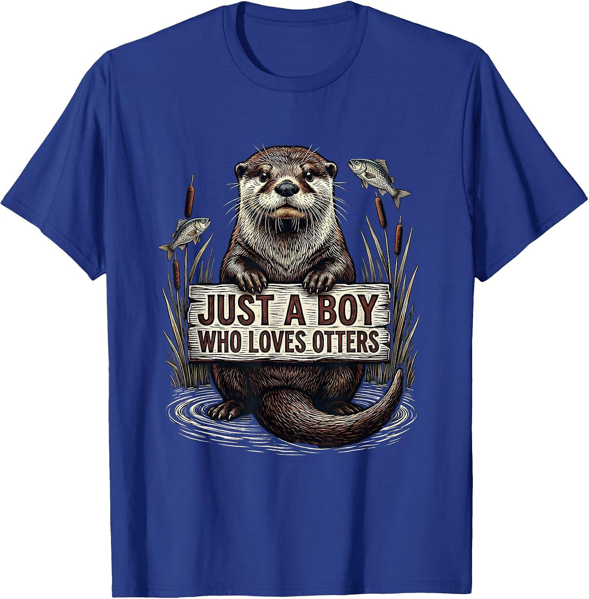 Men's Just A Boy Who Loves Otters Funny Otter Lover Gift For Kids T-Shirt - Royal Blue