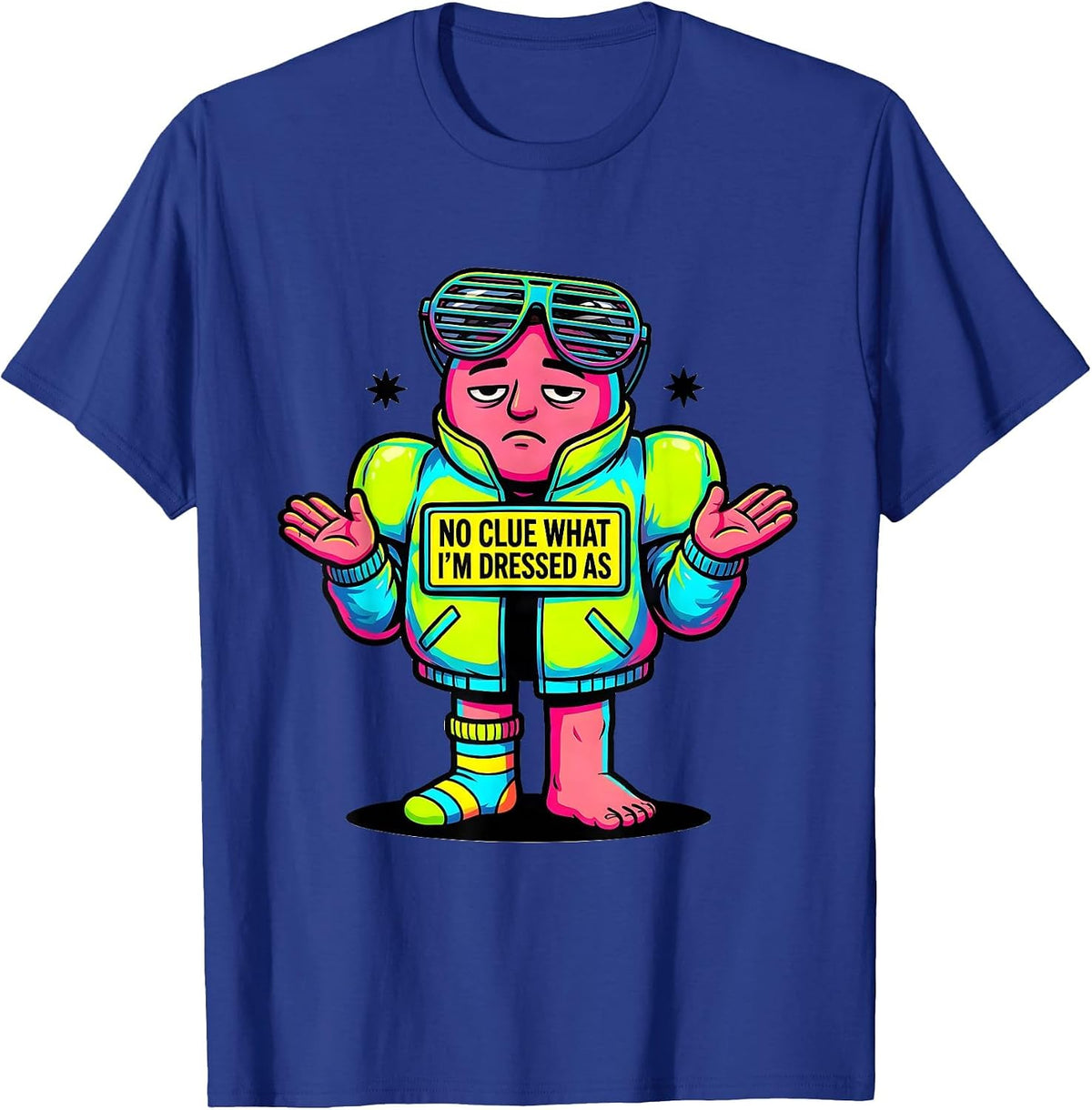 Men's No Clue What I'm Dressed As Funny 80s Costume Party T-Shirt - Royal Blue