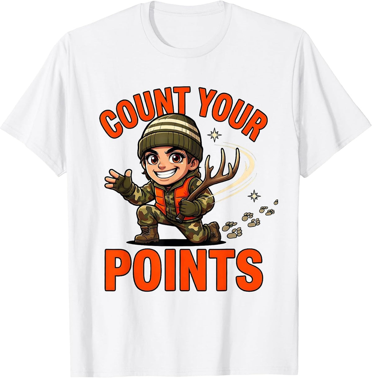 Men's COUNT YOUR POINTS Funny Whitetail Deer Hunter Christmas T-Shirt - White