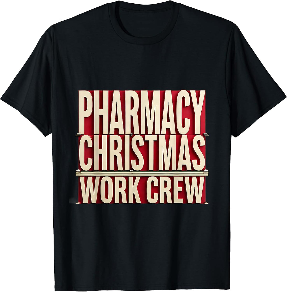 Men's Pharmacy Christmas Work Crew Funny Pharmacist Tech Holiday T-Shirt - Black