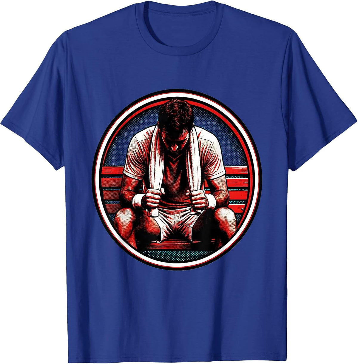 Tennis Player Toweling Off Courtside Graphic T-Shirt - Royal Blue