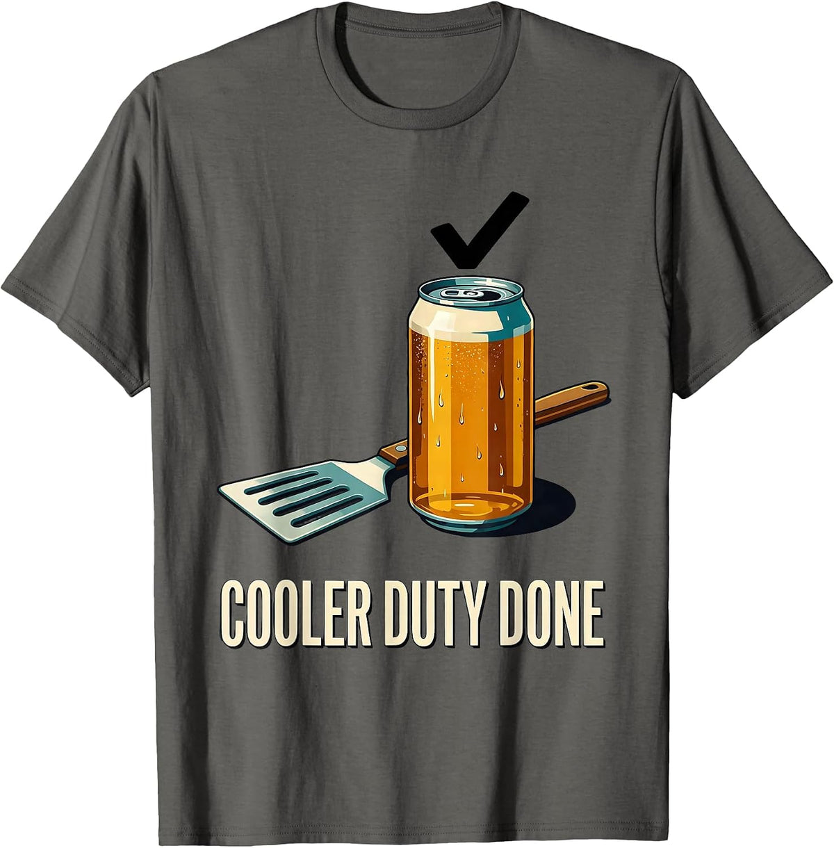 Men's Cooler Duty Done Midcentury Modern Labor Day Cookout Beer T-Shirt - Asphalt Grey
