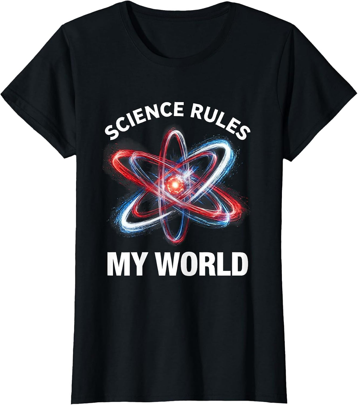 Science Rules My World Science Teacher Design T-Shirt - Black