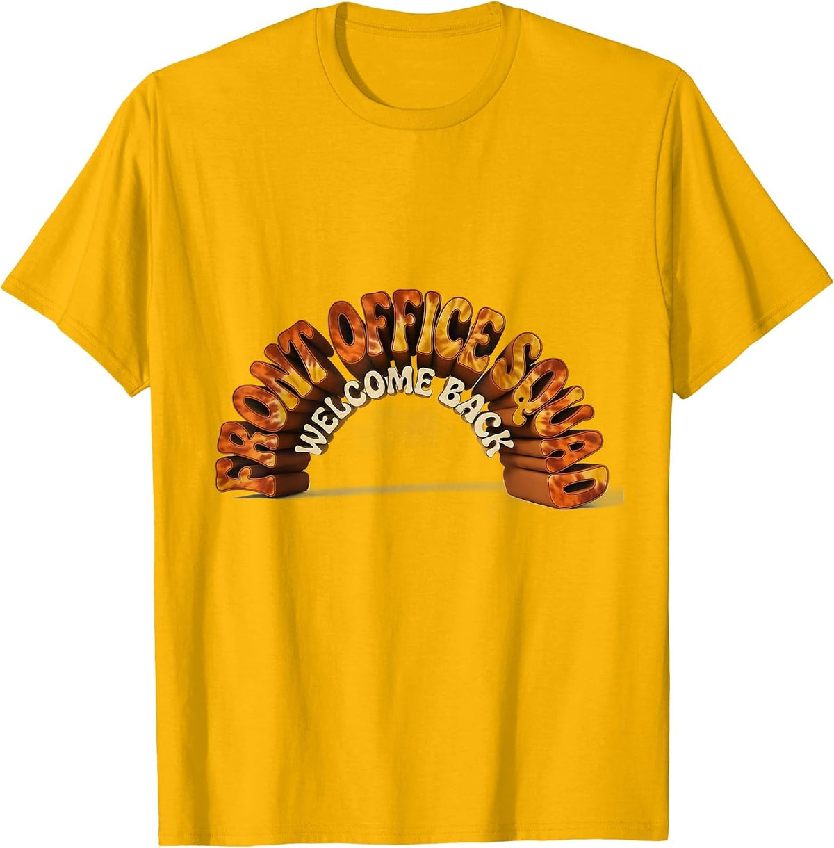 Welcome Back Front Office Squad Retro 70s Tie Dye Staff T-Shirt - Golden Yellow