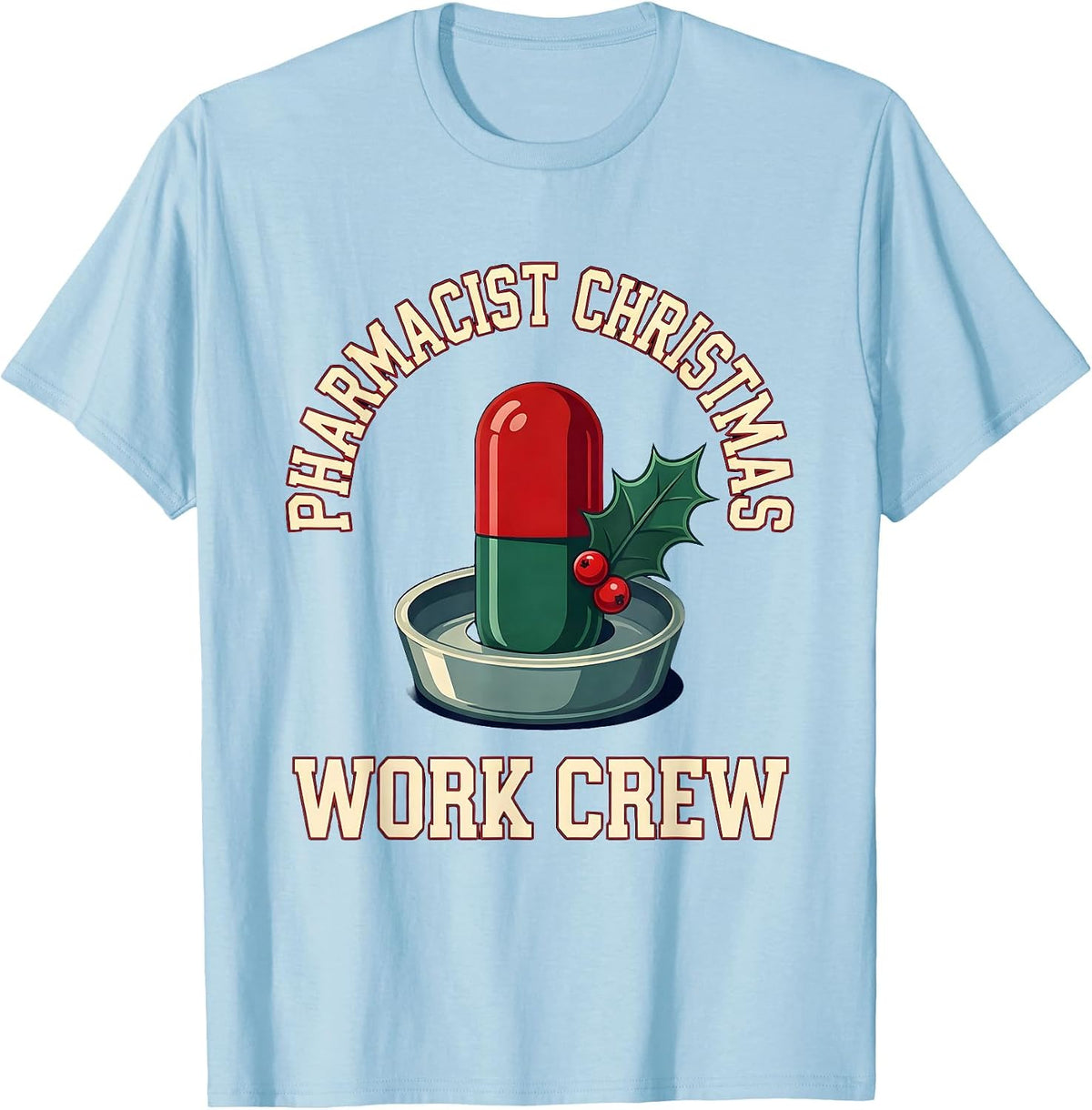 Men's Pharmacist Christmas Work Crew Funny Pharmacy Crew Holiday T-Shirt - Baby Blue