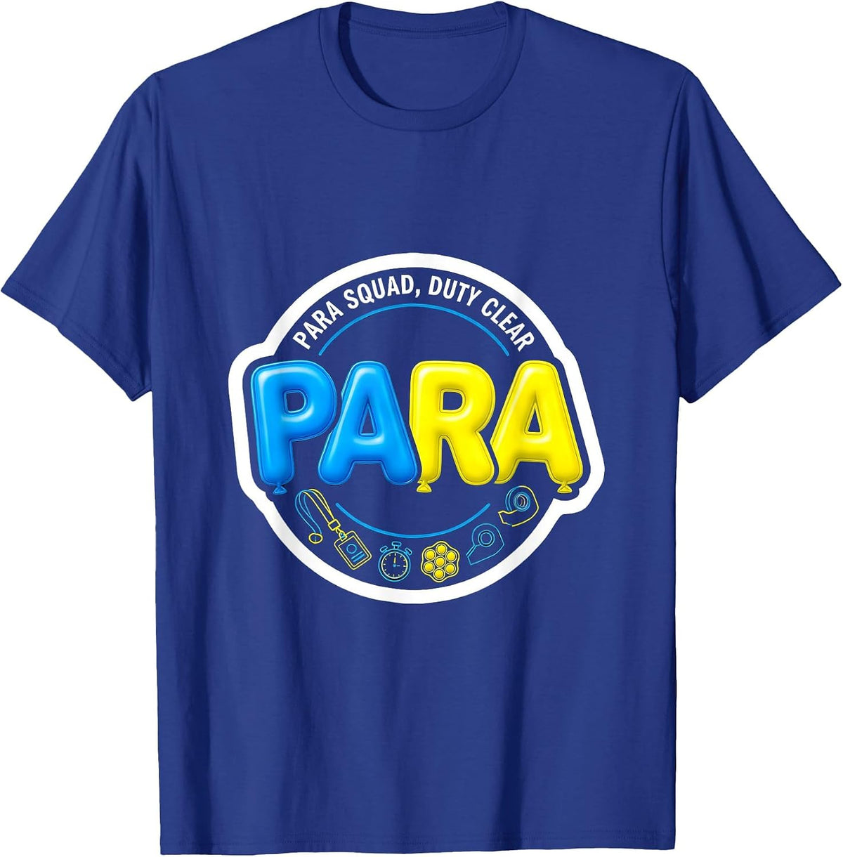 Men's Para Squad Duty Clear Sticker Style Back To School T-Shirt - Royal Blue