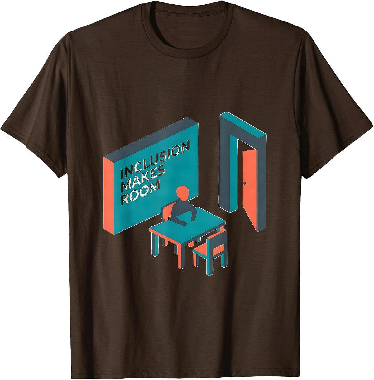 Men's Inclusion Makes Room Special Education Teacher Autism T-Shirt - Brown