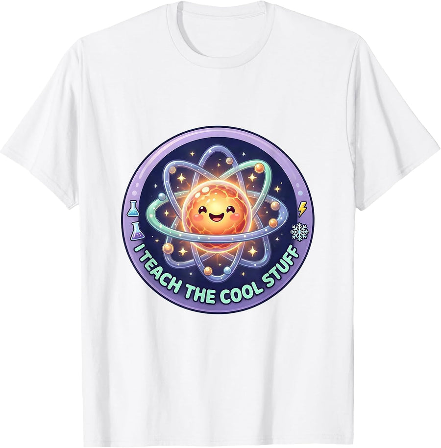 Men's I Teach The Cool Stuff Science Teacher Design T-Shirt - White