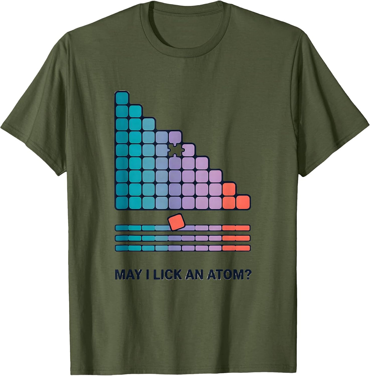 Men's May I Lick An Atom Funny Periodic Table Chemistry Teacher T-Shirt - Olive Green