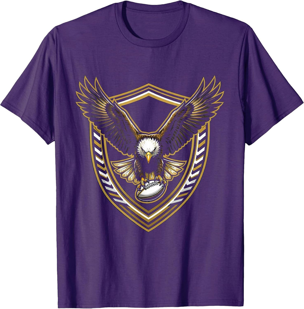 Eagle Rugby Ball Swooping Raptor Graphic T-Shirt - Purple