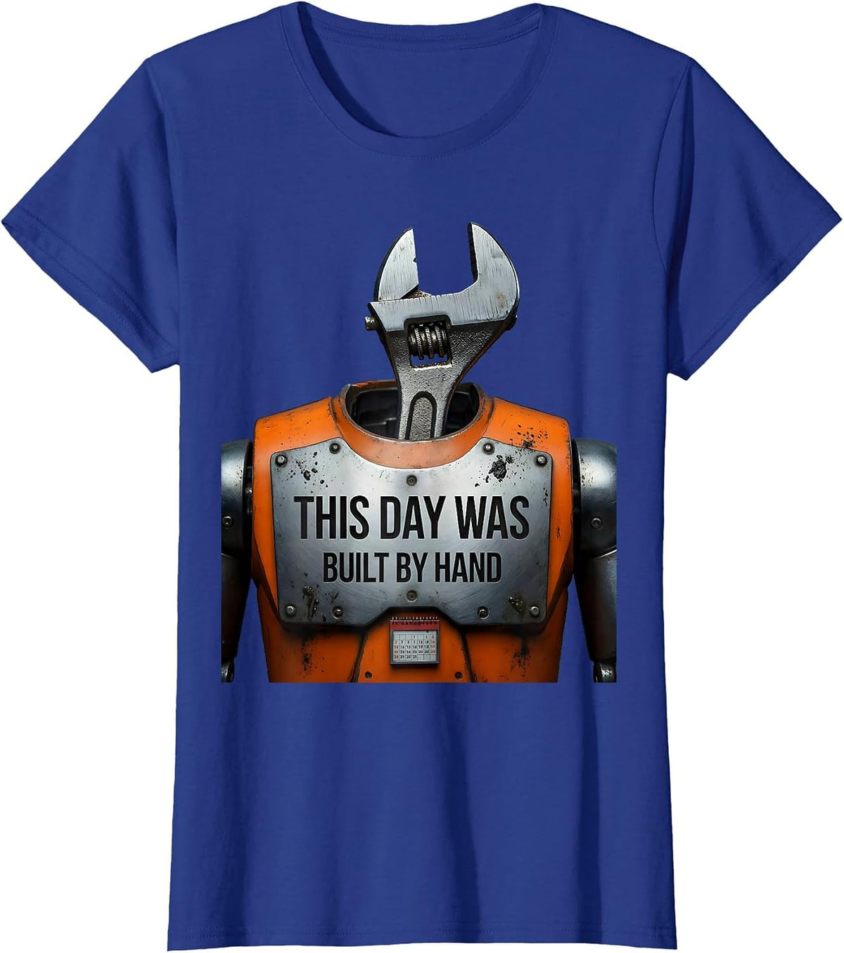 Women's This Day Was Built By Hand Funny Mechanic Labor Day Gift T-Shirt - Royal Blue