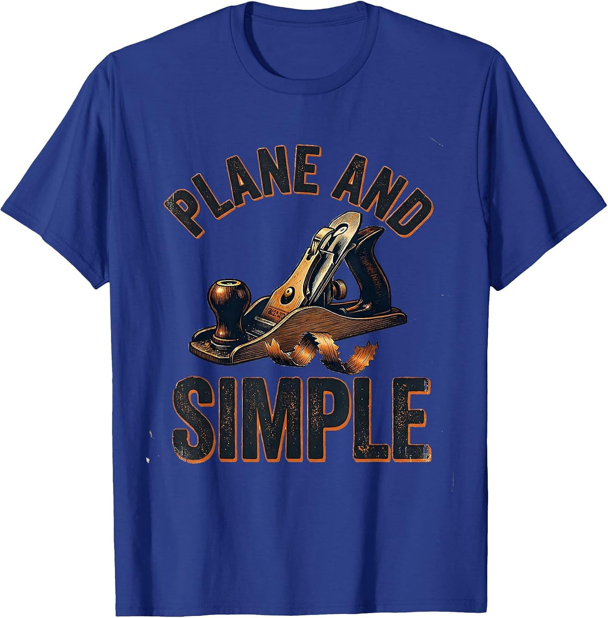 Men's Plane And Simple Vintage Carpenter Dad Humor Woodworking T-Shirt - Royal Blue
