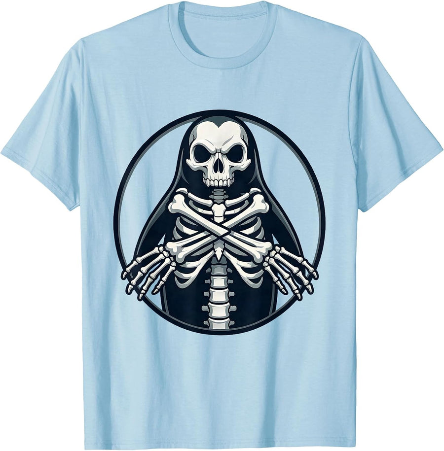 Men's Penguin Skeleton Crossed Flippers Illustration T-Shirt - Baby Blue