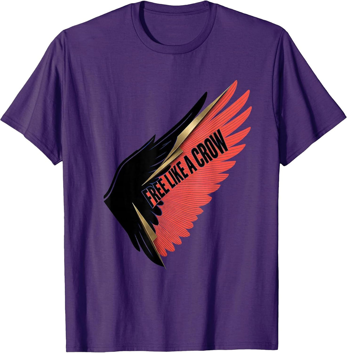 Free Like a Crow Bold Graphic Design T-Shirt - Purple