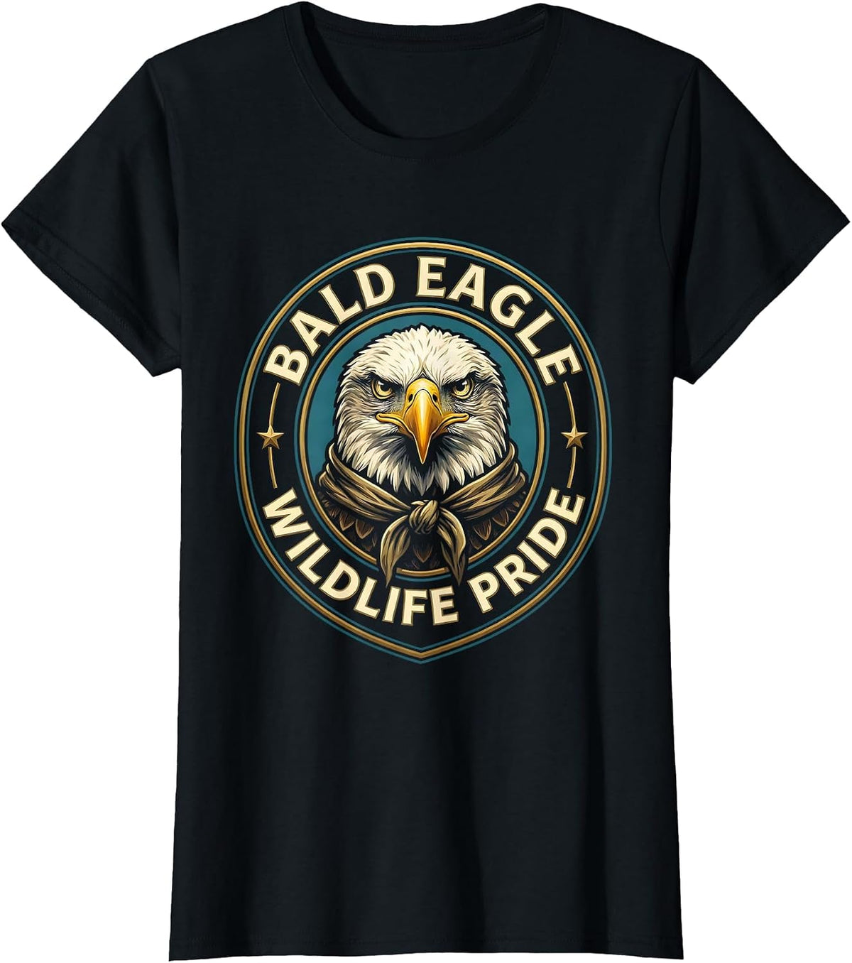 Women's Bald Eagle Head Scarf Emblem Kids Eagle Pride T-Shirt - Black