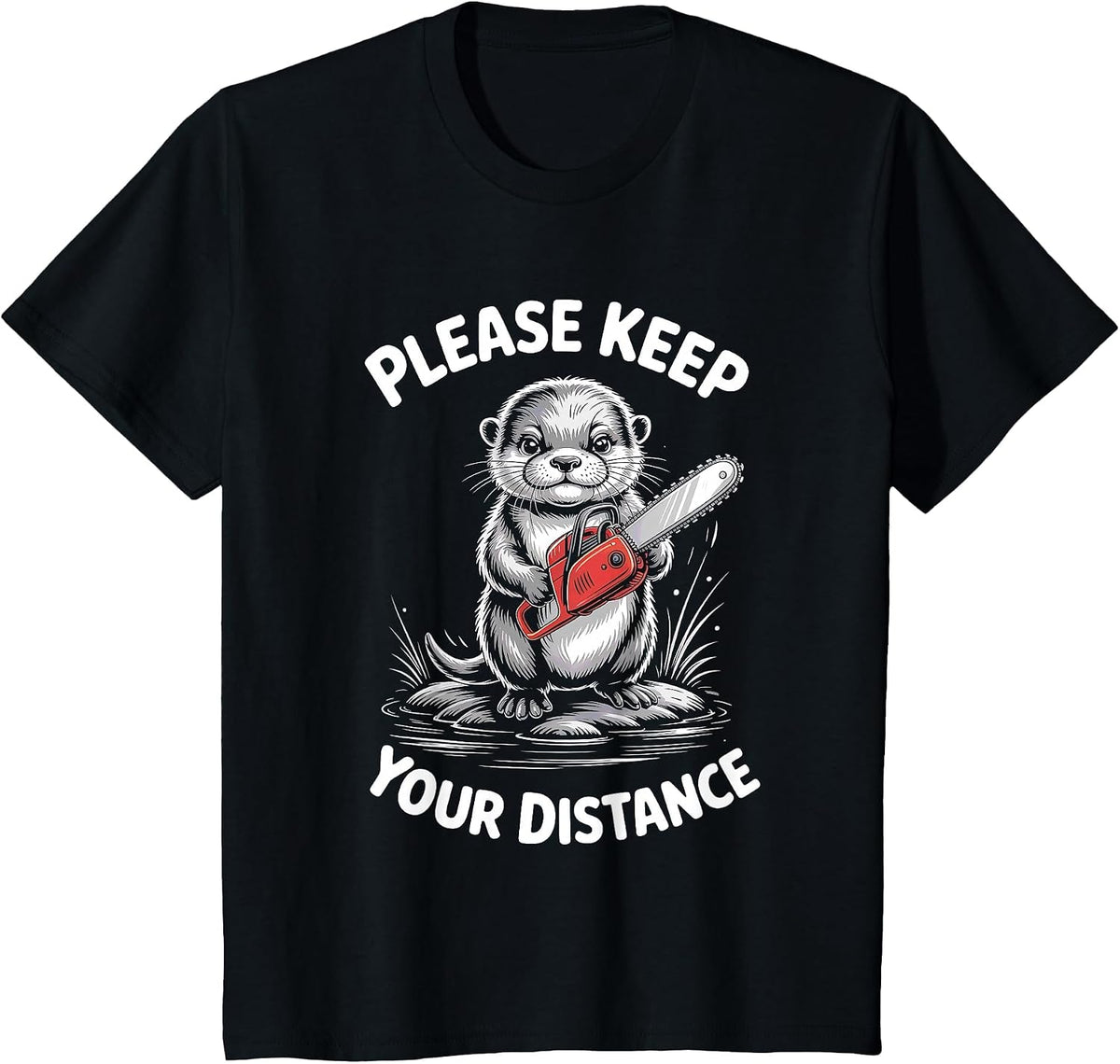 Otter Please Keep Your Distance Antisocial T-Shirt - Black