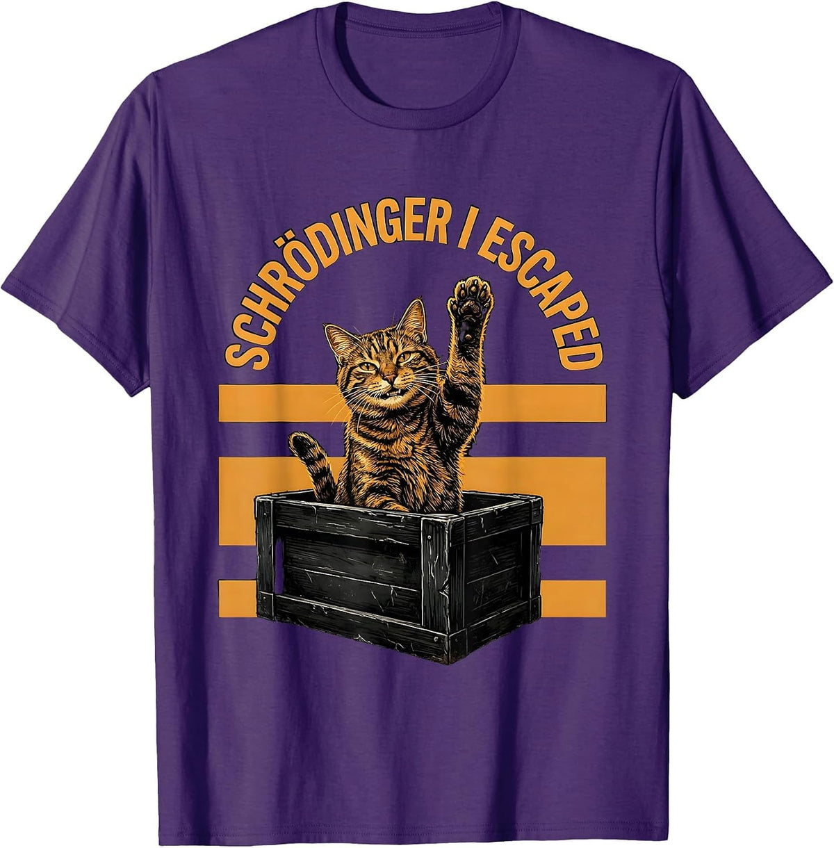Schrödinger I Escaped Funny Quantum Physics Cat Lover T-Shirt - Purple