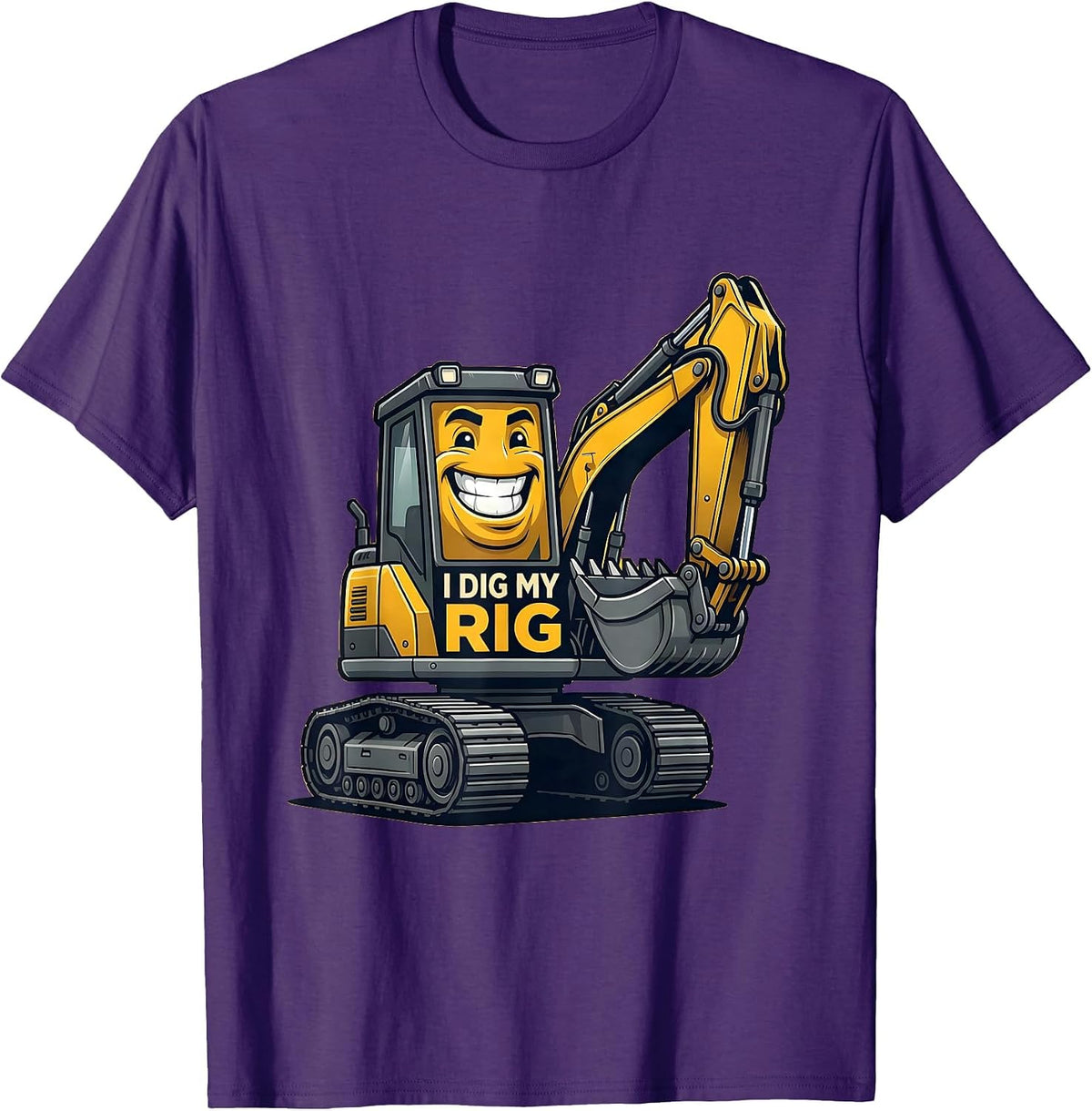 I Dig My Rig Funny Excavator Construction Vehicle Lover T-Shirt - Purple