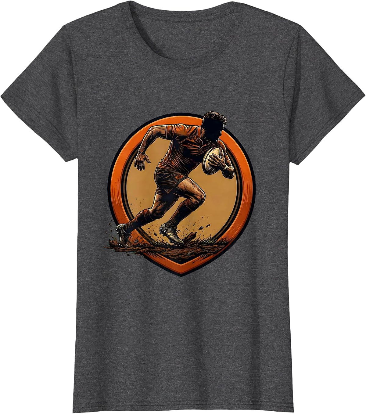 Women's Rugby Sprint Graphic - Ball Carrier in Full Stride T-Shirt - Dark Heather Grey
