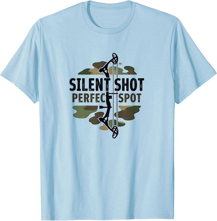 Silent Shot Perfect Spot Camo Bow Hunter Design T-Shirt - Baby Blue