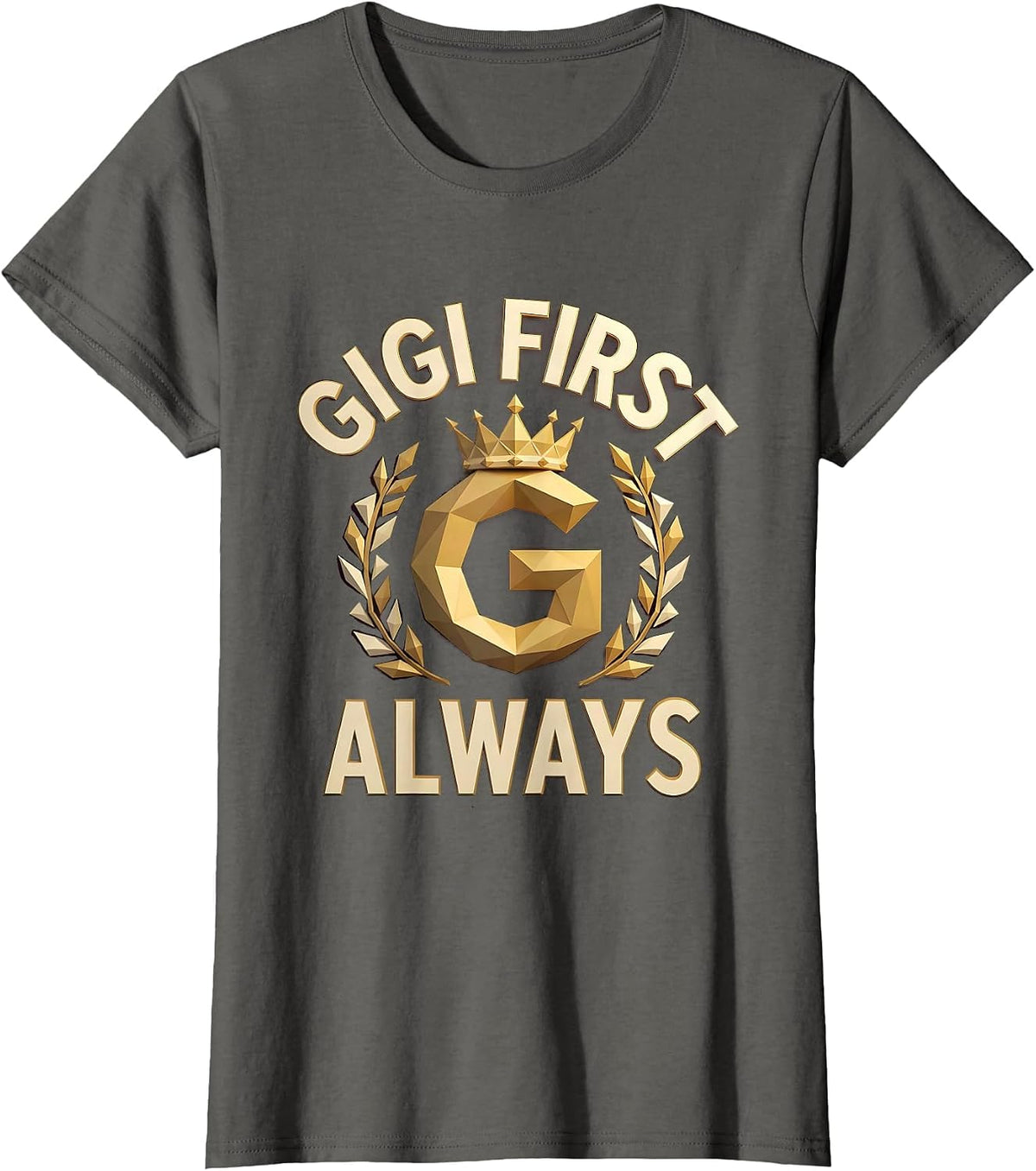 Women's Gigi First Always Grandma Pride Design T-Shirt - Asphalt Grey