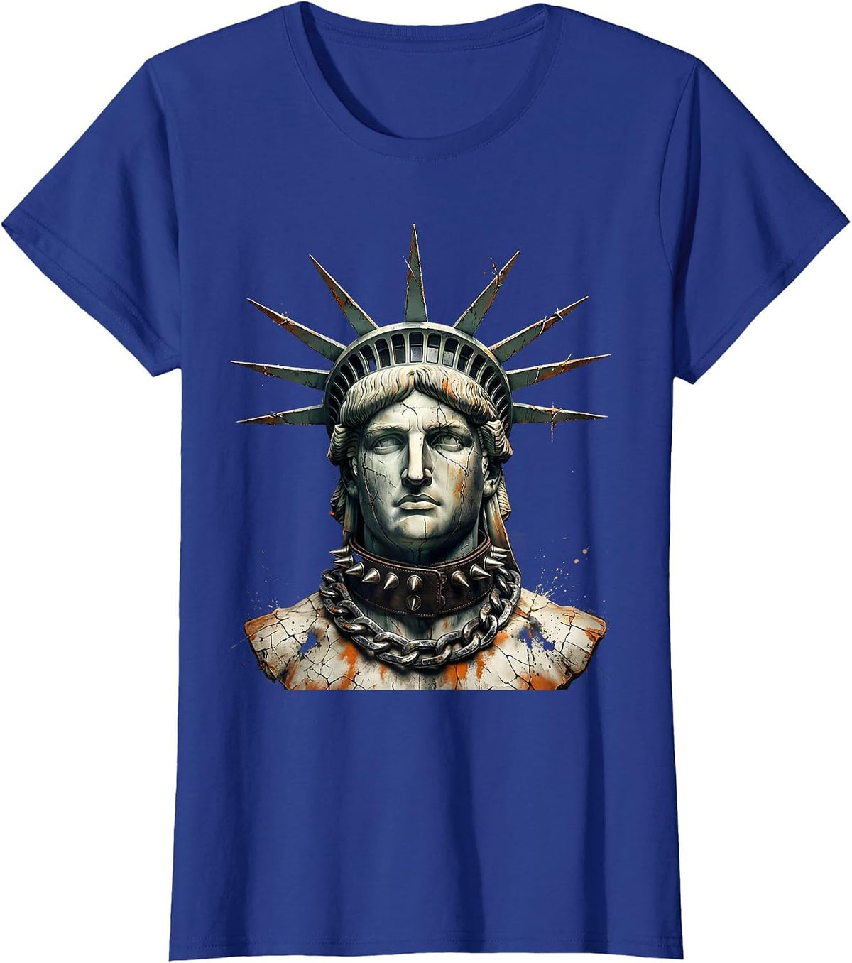 Women's Y2K Liberty Spikes Punk Rock Graphic Tee T-Shirt - Royal Blue