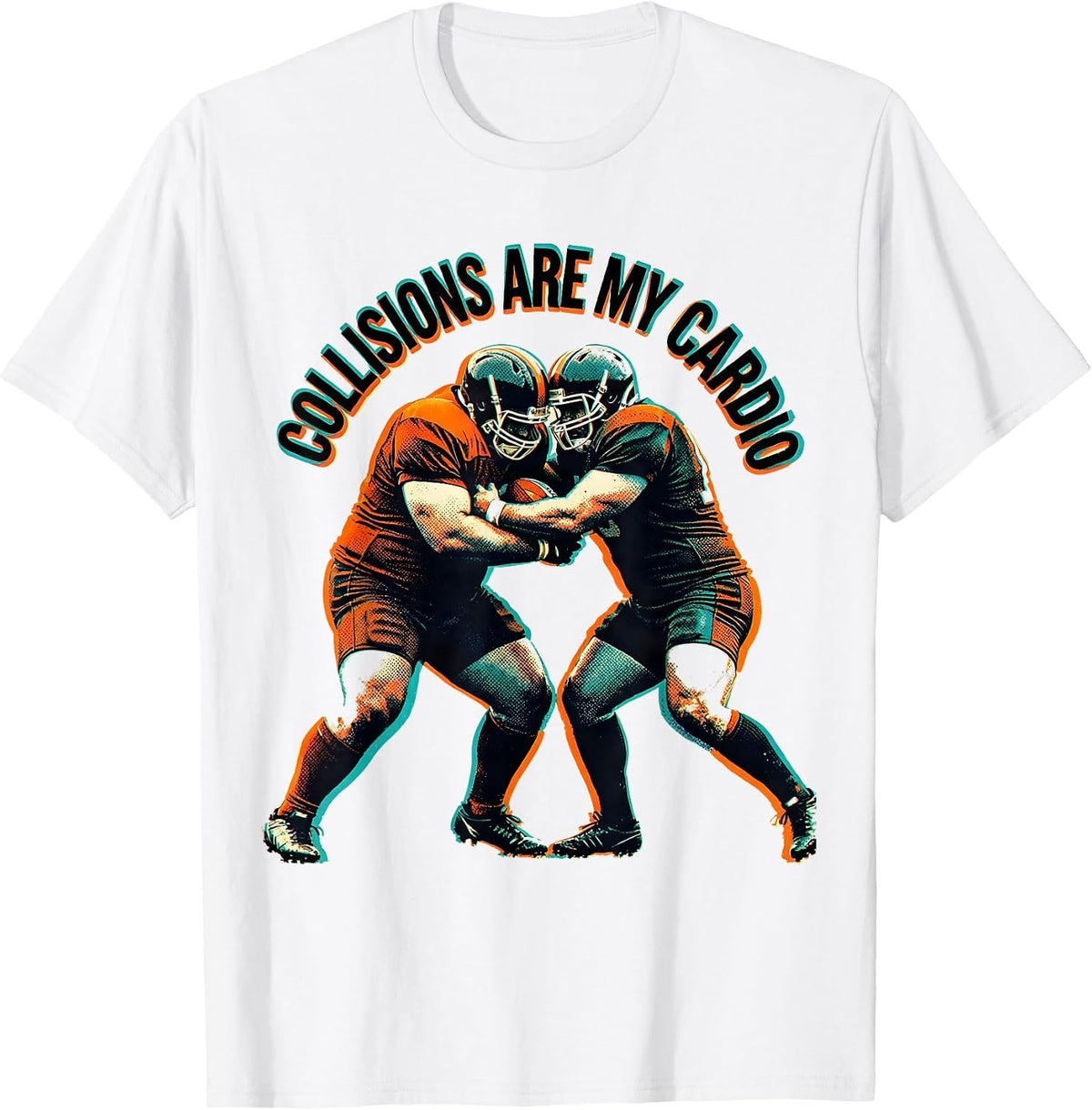 Men's Collisions Are My Cardio Rugby Design T-Shirt - White