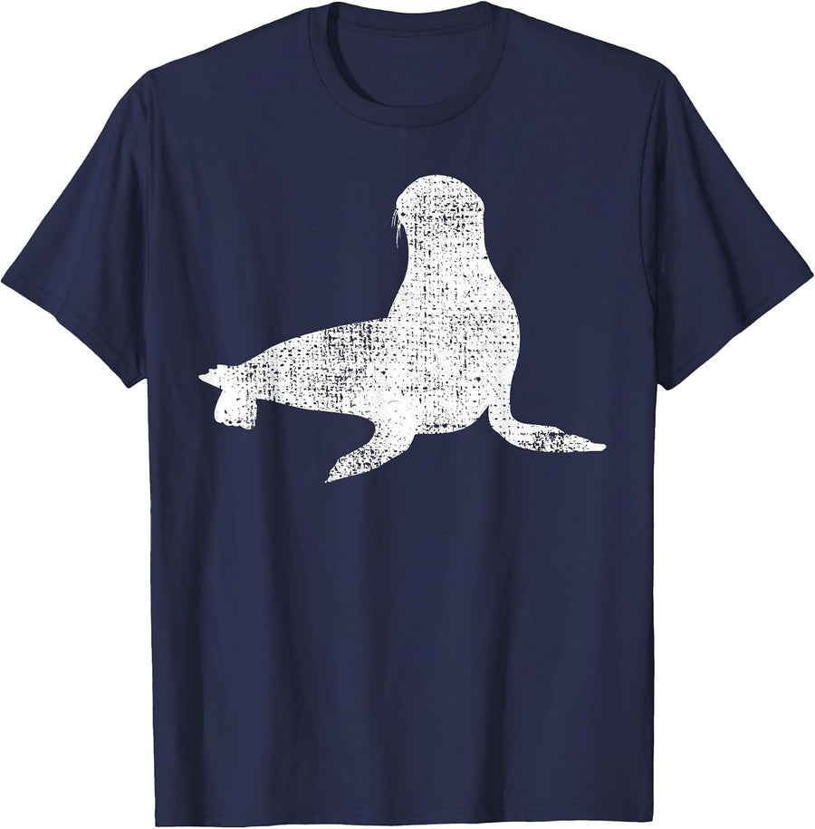 Sea Lion Marine Biology T-Shirt - Navy Blue