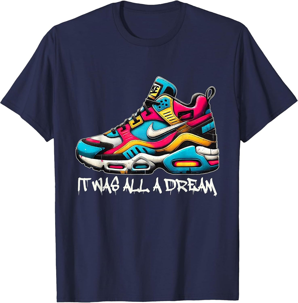 IT was A Dream 1990 90s Hip HOP and Rap Quotes Retro T-Shirt - Navy Blue