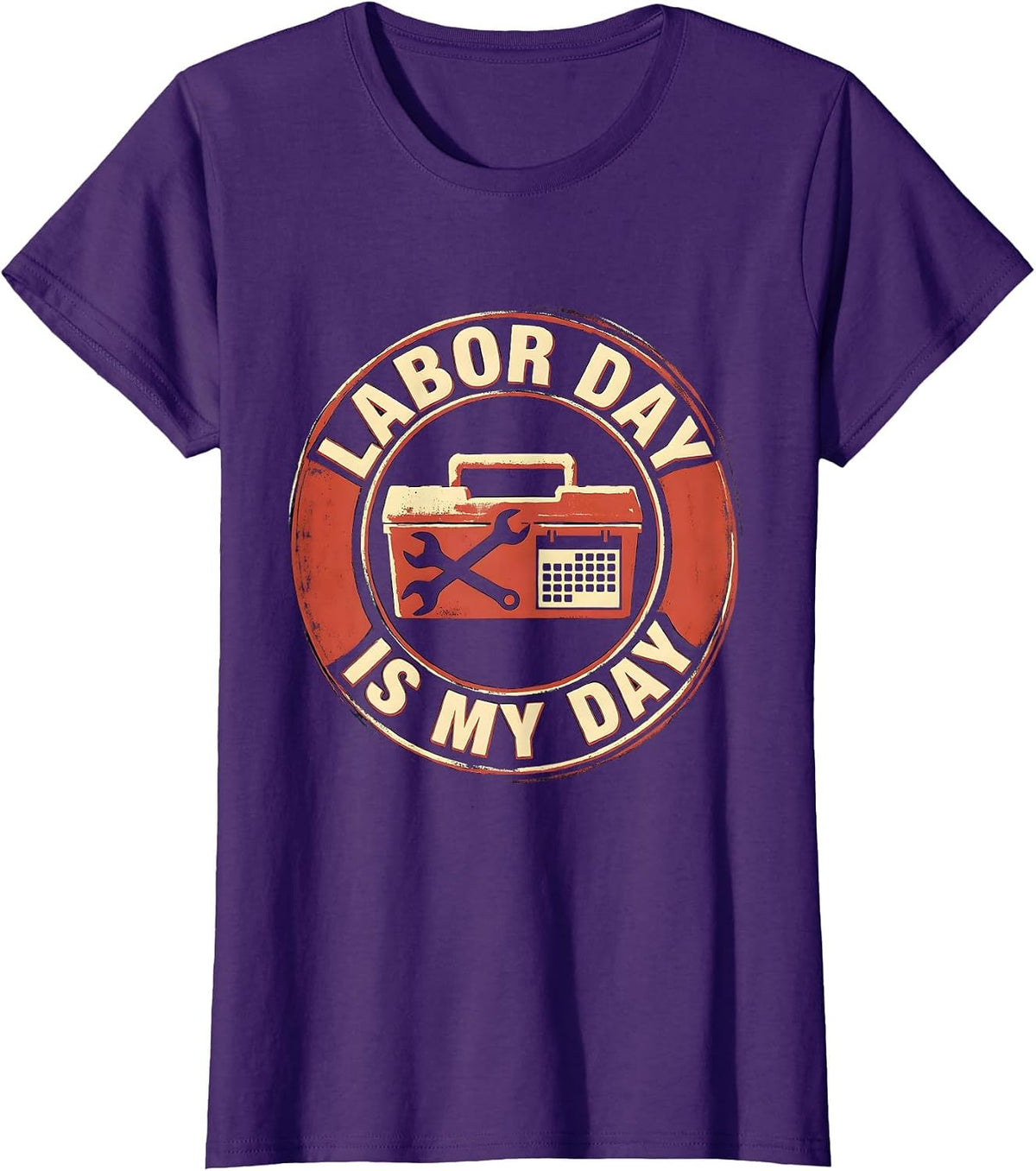 Women's Labor Day Is My Day Funny Tradesman Mechanic Gift T-Shirt - Purple