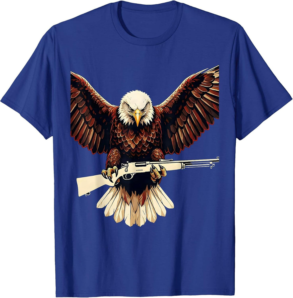 Men's Bald Eagle Clutching Rifle 2nd Amendment Graphic T-Shirt - Royal Blue