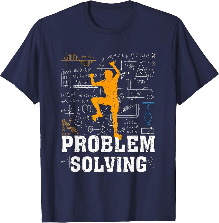 Rock Climbing Math Lover Problem Solving Mathematician T-Shirt - Navy Blue