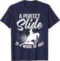 Sliding Stop Reining Horse Equestrian Western Riding T-Shirt - Navy Blue