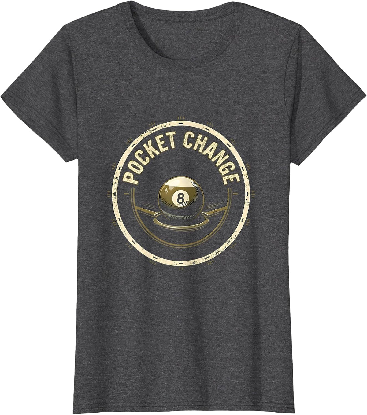 Women's Pocket Change Emblem Funny Billiards Pool Player Humor T-Shirt - Dark Heather Grey