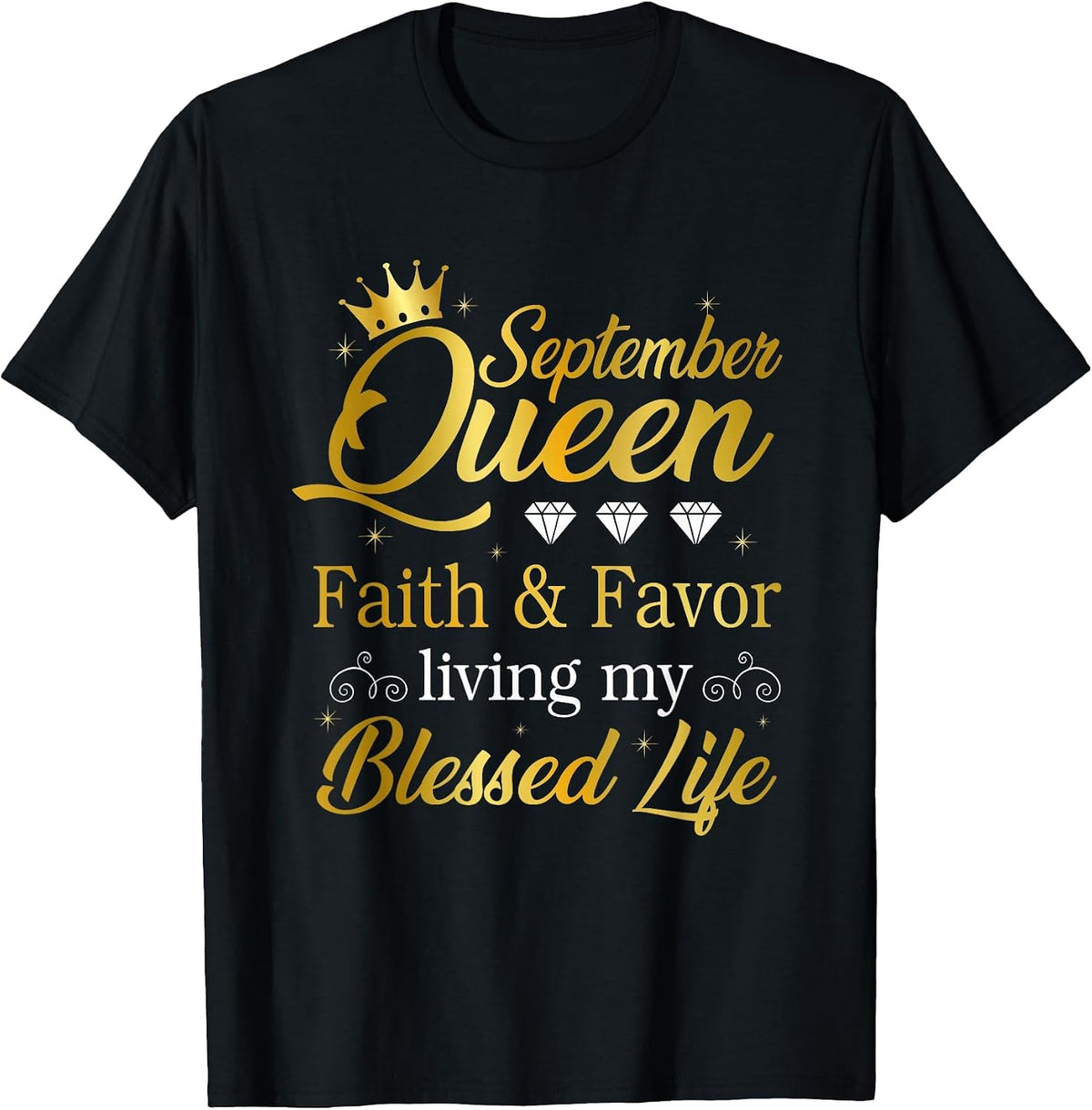 September Queen Living My Best Life Virgo Libra Black Queen T-Shirt - Black